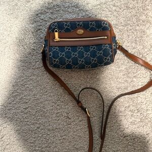 Gucci Navy and Tan Crossbody Bag